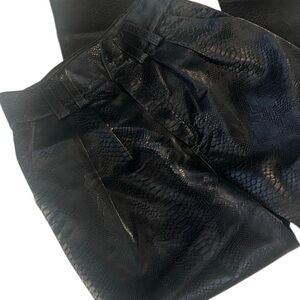Topshop Black Textured Snakeskin Print Faux Leather Pants Size 4